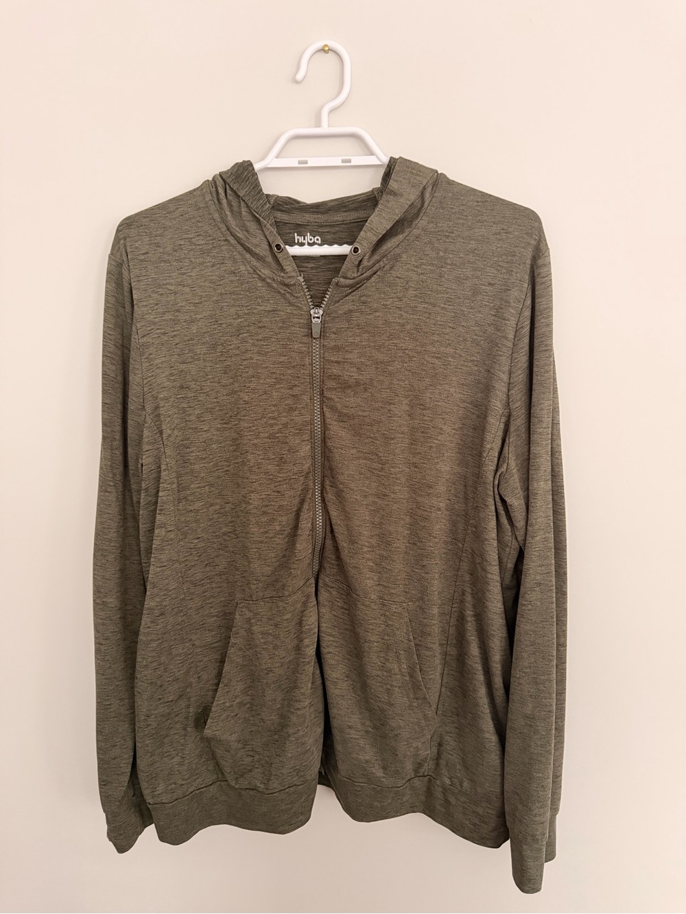 hyba Olive Green Lightweight Zip Hoodie